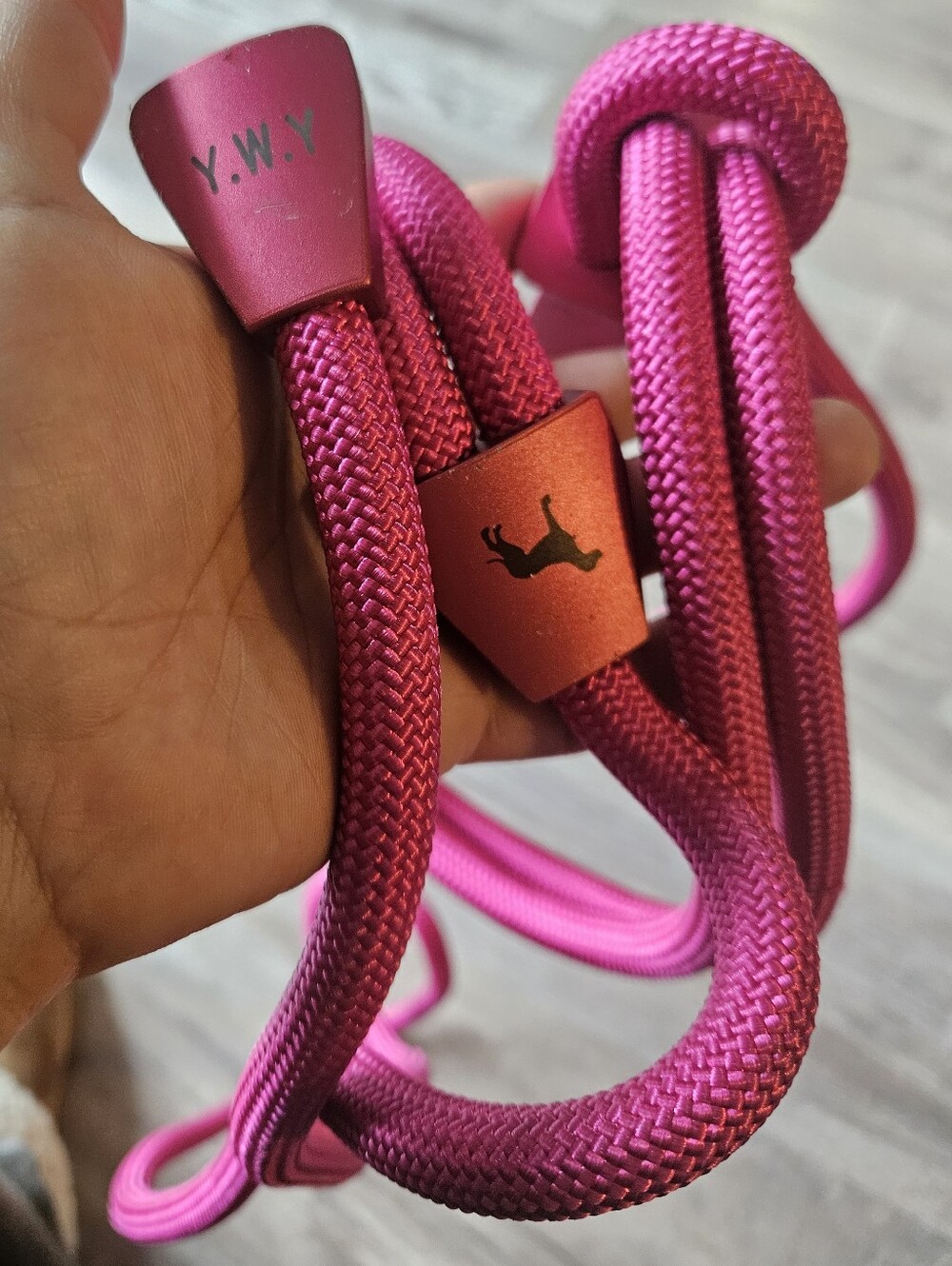 Pink Braided Rope Dog Leash - Bright Pink